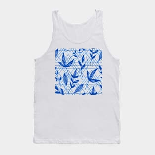 CUTE COOL BLUE GEOMETRIC SHAPE LEAF SEAMLESS PATTERN Tank Top